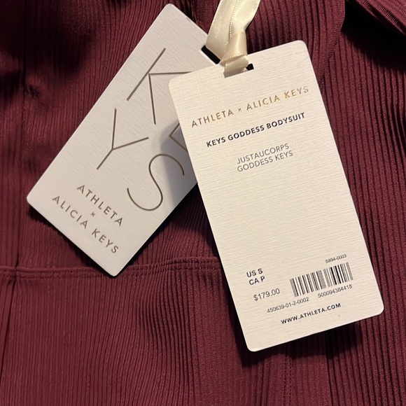 KEYS goddess bodysuit burgundy ALICIA KEYS X ATHLETA NWT - rib texture - Picture 5 of 5